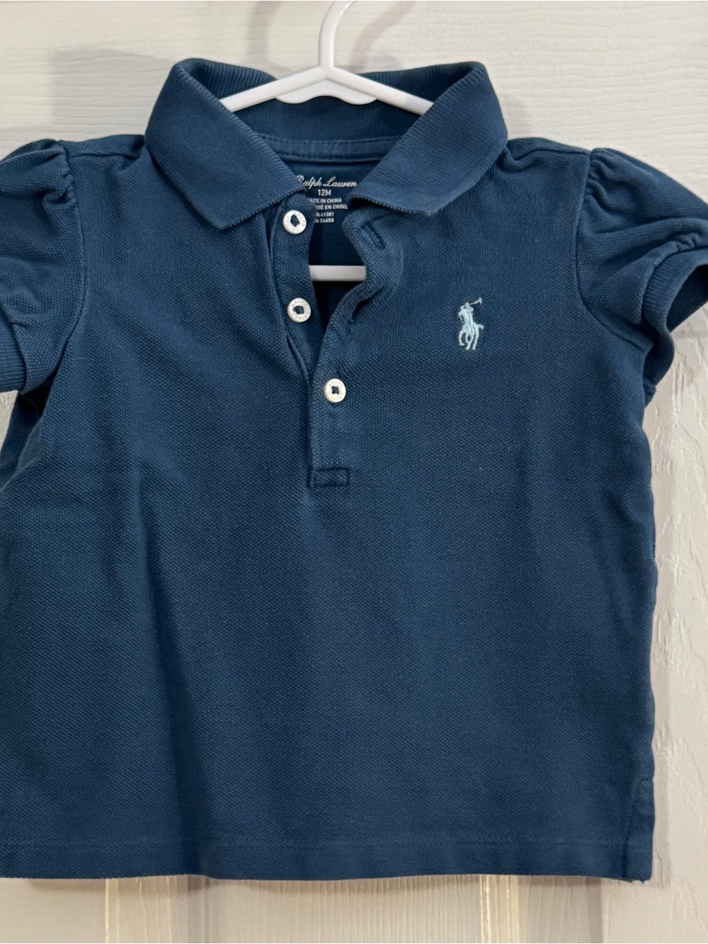 Ralph Lauren Baby Girl Dark Blue Polo with Light Blue Pony Short Sleeve